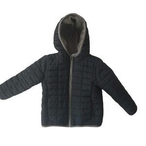 Cat & Jack Toddler Black & Grey Unisex Zip Up Hooded Jacket Fleece Lined, Sz 3T